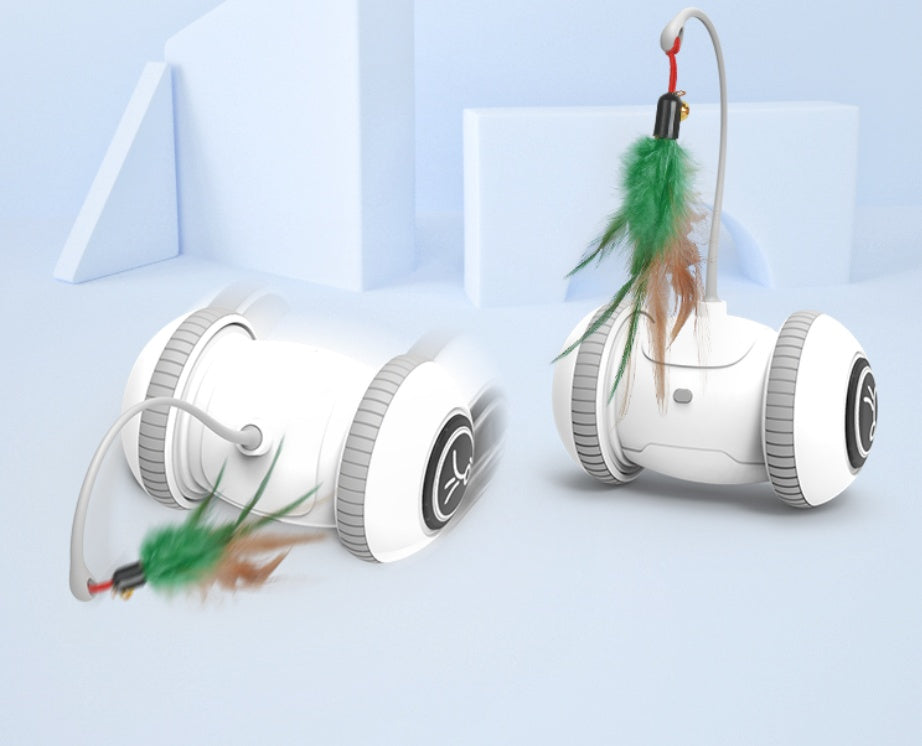 Interactive Robotic Cat Toy with Interchangeable Feather Heads