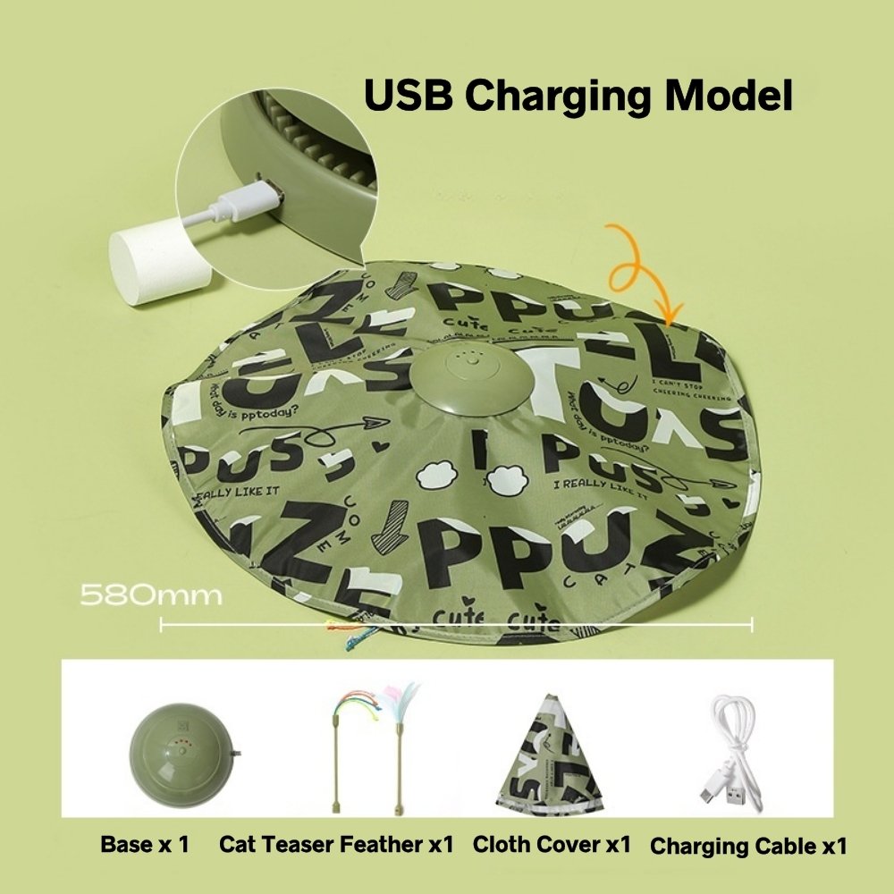 Interactive Spinning Cat Teaser – Motion-Sensor Fun