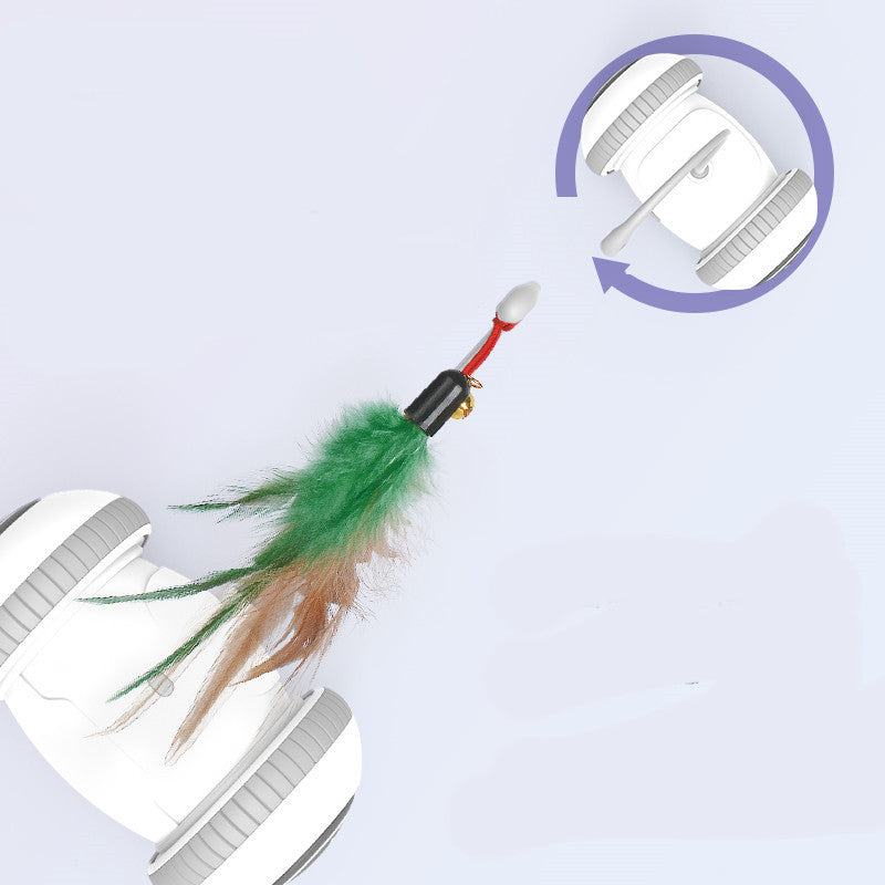 Interactive Robotic Cat Toy with Interchangeable Feather Heads