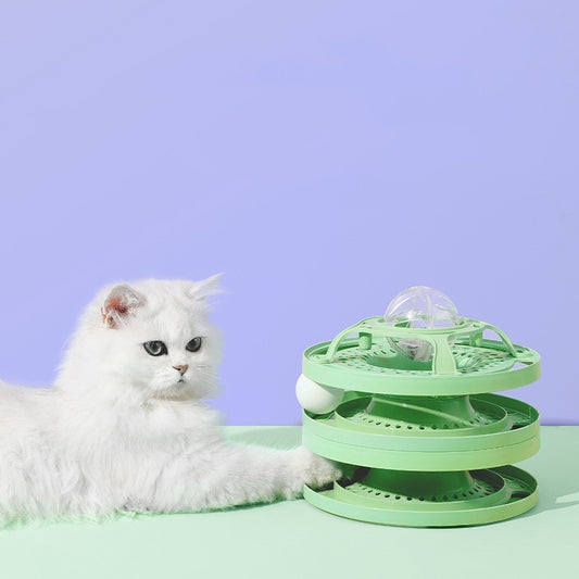 Multi-Level Cat Ball Tower – Boosts Hunting Instinct & Eases Anxiety