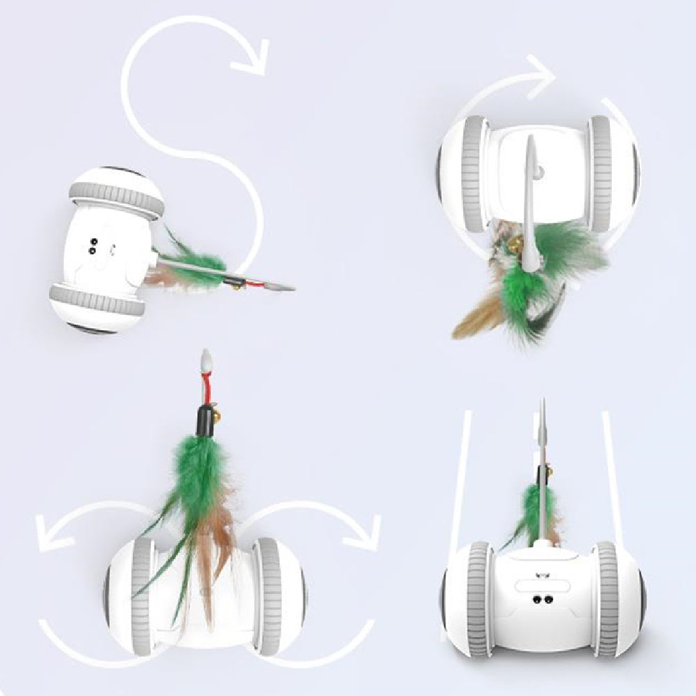 Interactive Robotic Cat Toy with Interchangeable Feather Heads